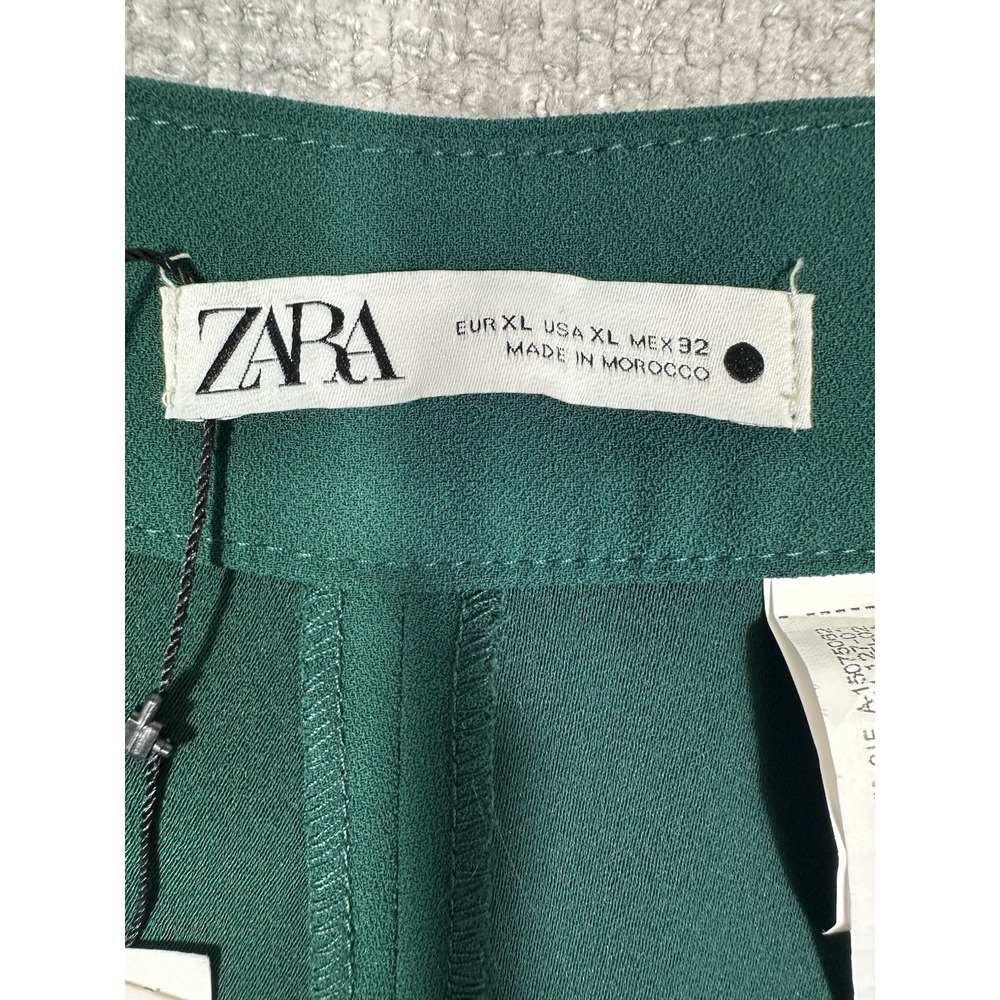 Zara Trousers Womens XL 35x34 Green Pants‎ Career Side Zip - Picture 7 of 10